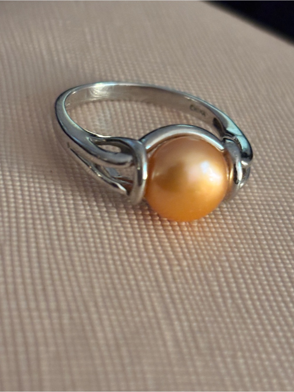 Sterling Silver Ring with Coral Pearl